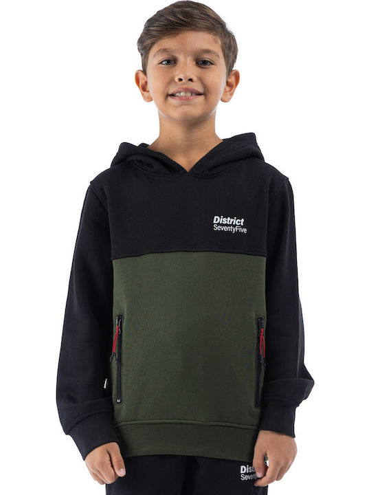 Kids Sweatshirt with Hood and Pockets Haki