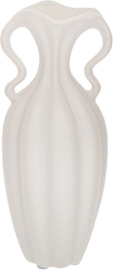 Vază Ceramică Albă Formă de Dovleac 30x13cm