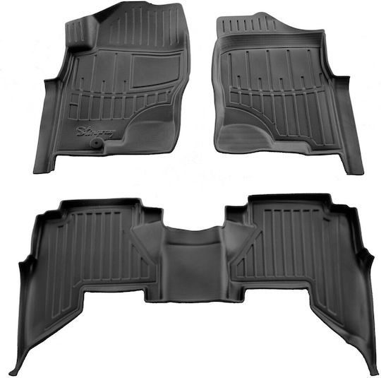 Nissan Pathfinder III R51 05>10 Rubber Car Mats Raised Sides Clips Set 3 Pieces