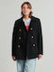 Women's Black Coat with Buttons