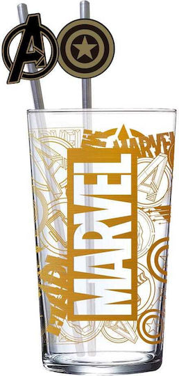 Stor Glas Cocktail/Trinken aus Glas mit Strohhalm 485ml