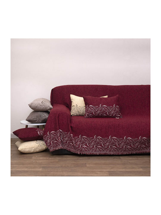 Viopros Viopros Dreisitzer-Sofa Wurf Chenille 180x280cm Burgundisch