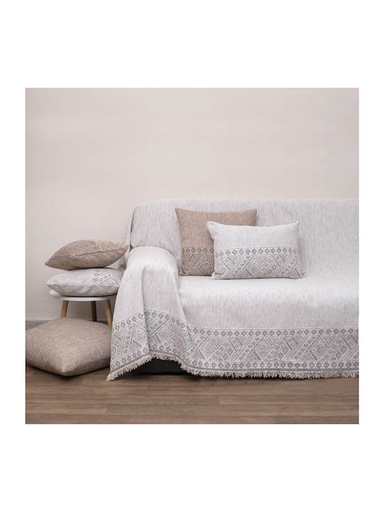 Viopros Armchair Throw Chenille 180x150cm Ecru