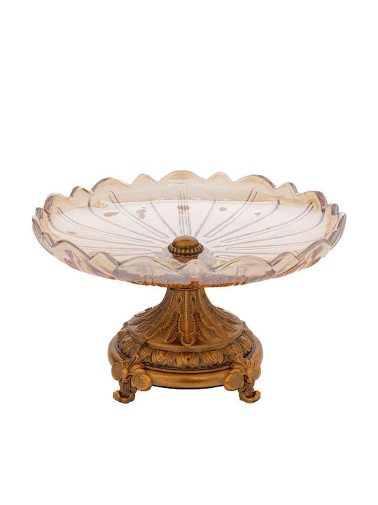 Iliadis Glass Decorative Platter Brown 22x22x13cm