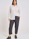 Women's Fabric Trousers with Elastic Carrot Fit Dark grey