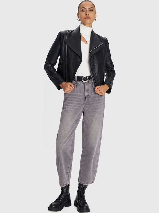 Hoch tailliert Damenjeans Gray