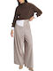 Dama Tesatura Pantaloni cu Croială Dreaptă Beige