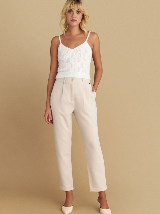 attrattivo Damen Stoff Hose Beige