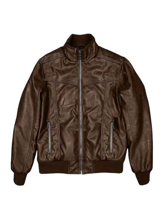 Rebase Faux Leather Jacket Dark Brown