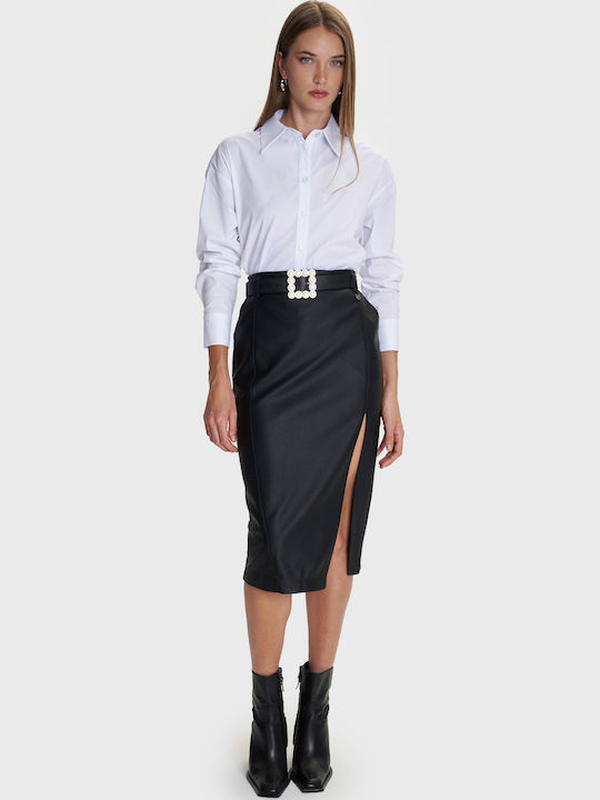 Langärmelig Damen Hemd White