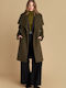 Women's Green Coat with Belt