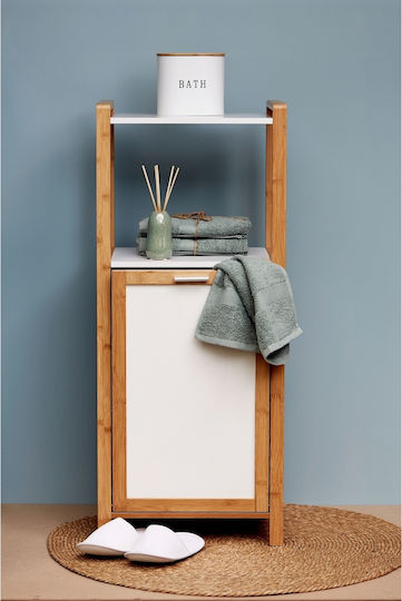 Wenko Boden Badezimmerregal Bamboo Weiß