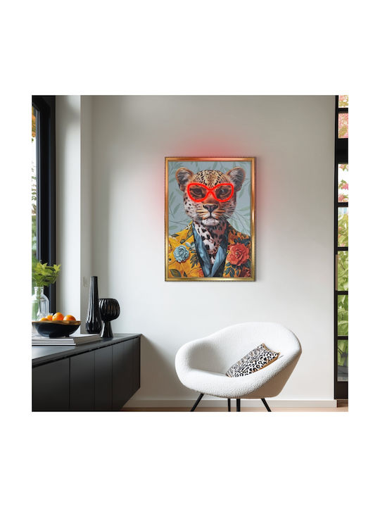 Painting "dandy Panther" Neon Led Lighting 50x70 Cm