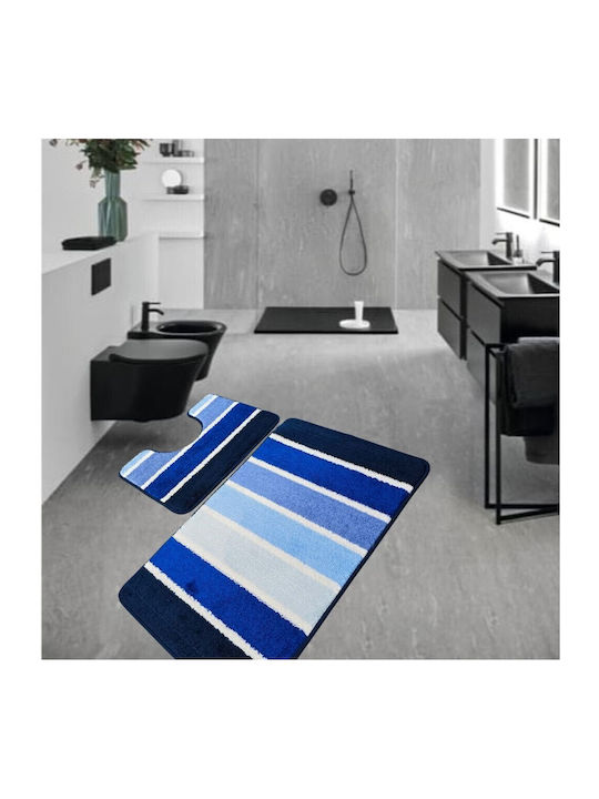 Kotonia Home Antiderapant Set Covorașe de Baie Albastru 50x80buc 2buc