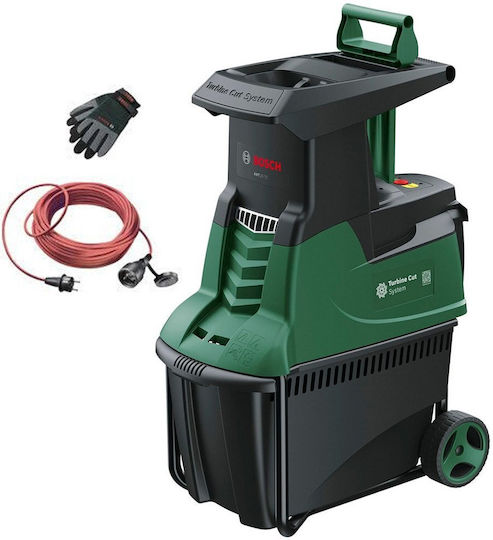 Bosch Axt 25 Tc Silent Branch Shredder 2500 W Extension Cable & Gloves #060080330d