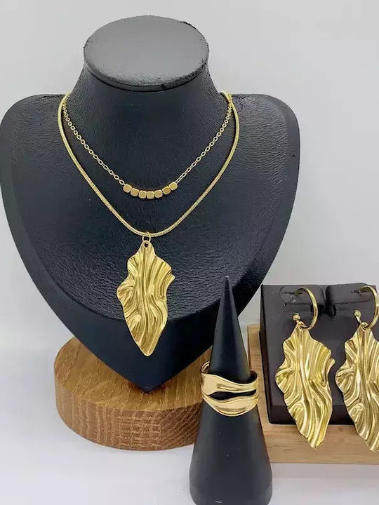 Set mit Halskette , Ohrringe & Ring aus Stahl