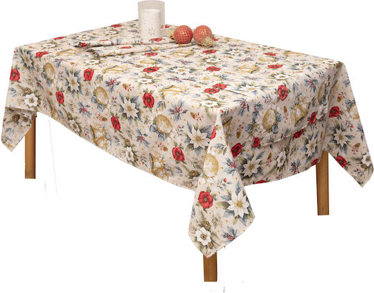 Viopros Christmas Tablecloth Fabric Multicolour L220xW140cm.
