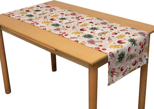 Viopros Set Christmas Tablecloths Runner Fabric Multicolored 2pcs
