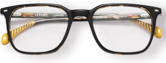 Le Parc Eisenman 01 Men's Acetate Prescription Eyeglass Frames Square Black-Brown Tortoise