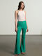 Women's High-waisted Fabric Trousers Flared Green