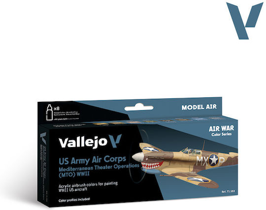 Set de Vopsele Model Air Vallejo 8 Culori Verzi Armata Aeriană a SUA Mediteranean Th