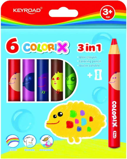 Keyroad 3in1 Jumbo Crayons Sharpener 6 Colors