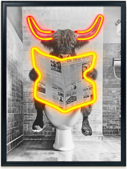 Panou "highlander Toilet" Neon cu Iluminare LED 50x70 cm