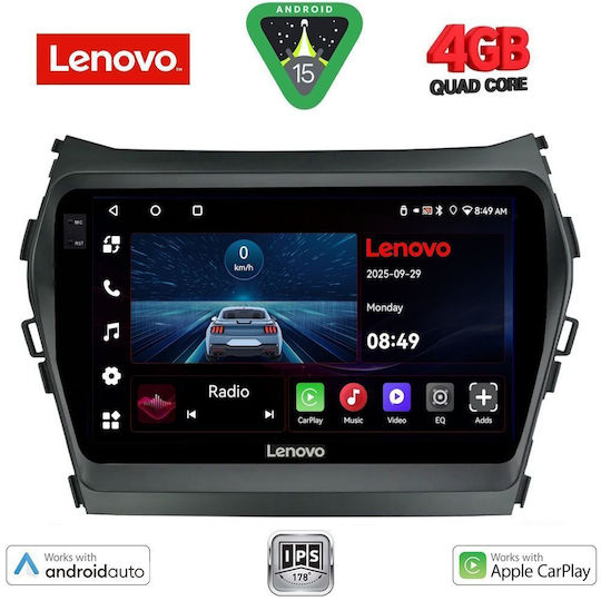 Lenovo Car Audio System for Hyundai iX45 / Santa Fe 2013-2017 (Bluetooth/USB/WiFi/GPS/Apple-Carplay/Android-Auto) with Touch Screen 9"