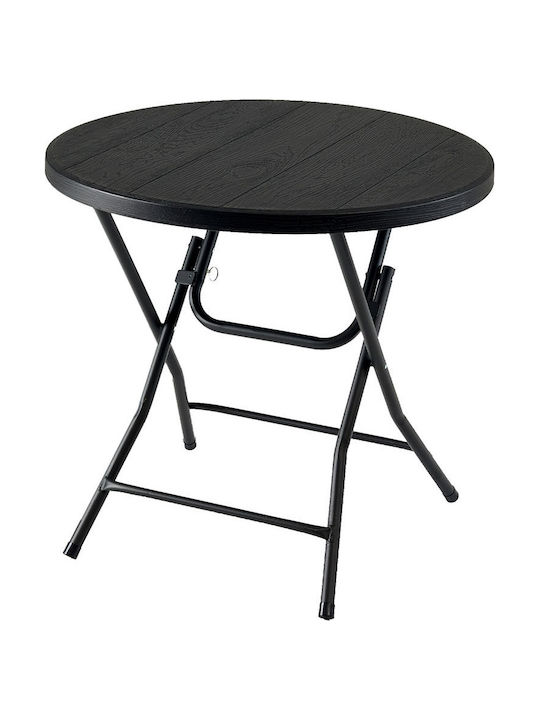 Auxiliary Outdoor Foldable Plastic Table Black 80x74xcm