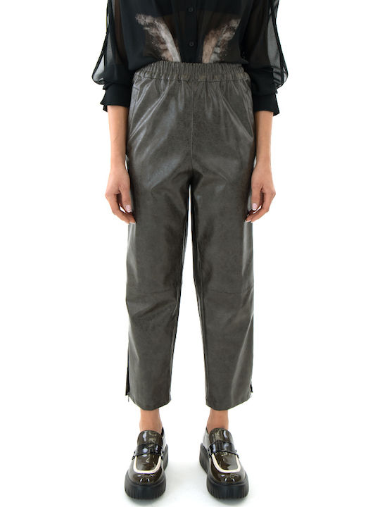 Zoya Faux Women's High-waisted Fabric Capri Trousers Khaki Zoya Faux Women's High-waisted Fabric Capri Trousers Khaki