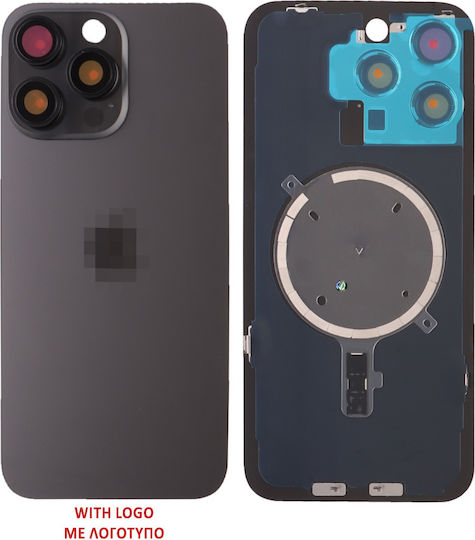 Iphone 15 Pro Max Battery Cover + Camera Lens + Metal Plaid + Magsafe Titanium Black