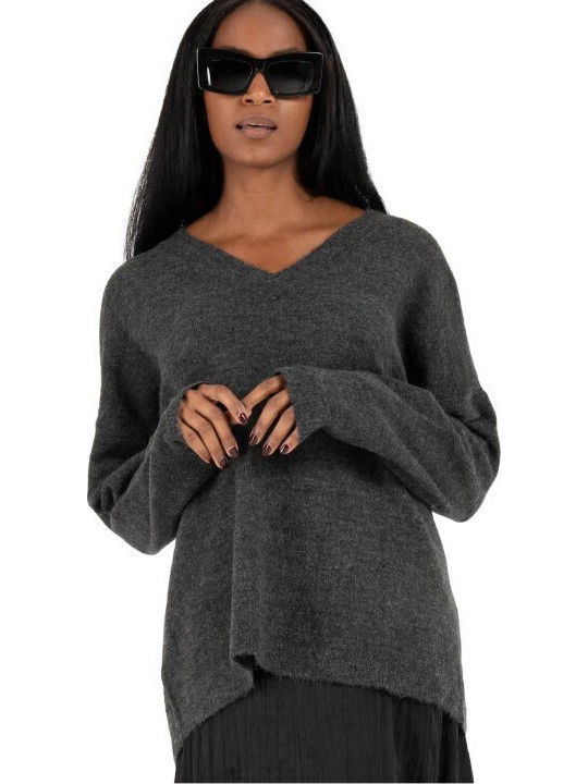 Damen Pullover mit V-Ausschnitt Gray