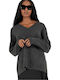 Damen Pullover mit V-Ausschnitt Gray