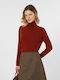 Women's Sweater Woolen Turtleneck Red Berry
