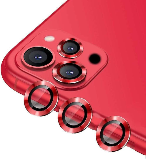 Full Glue Tăbliță de Protecție pentru Camera Spate cu Ramă Metalică Apple iPhone 12 Pro Max Roșie