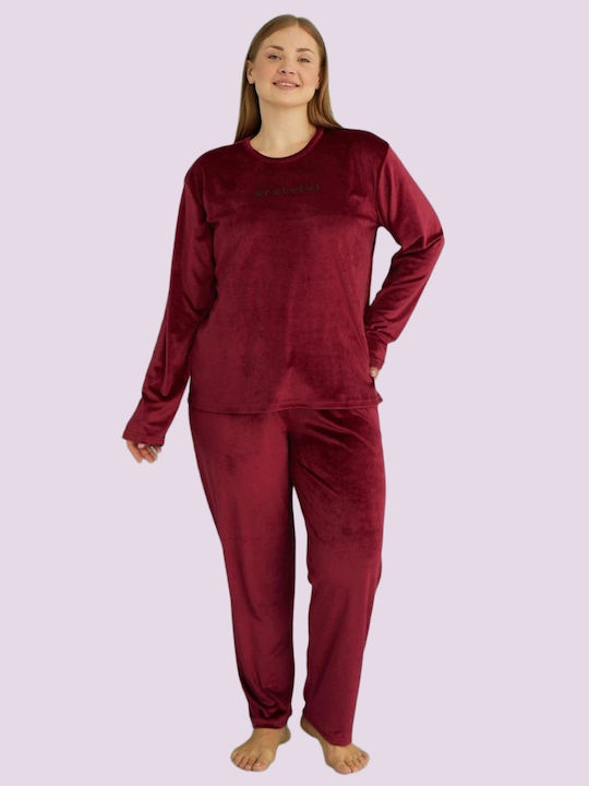 Mihra Winter Women's Pyjama Set Bordeaux