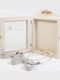 Tabletop Rectangle Wedding Crown Case Wooden White 25cm