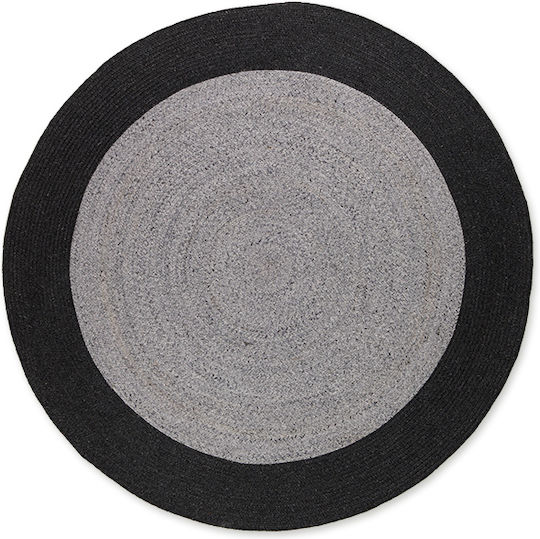 Tapicap Tress Teppich Rund Synthetisch,Polyester/Cotton/Leather Grey Black