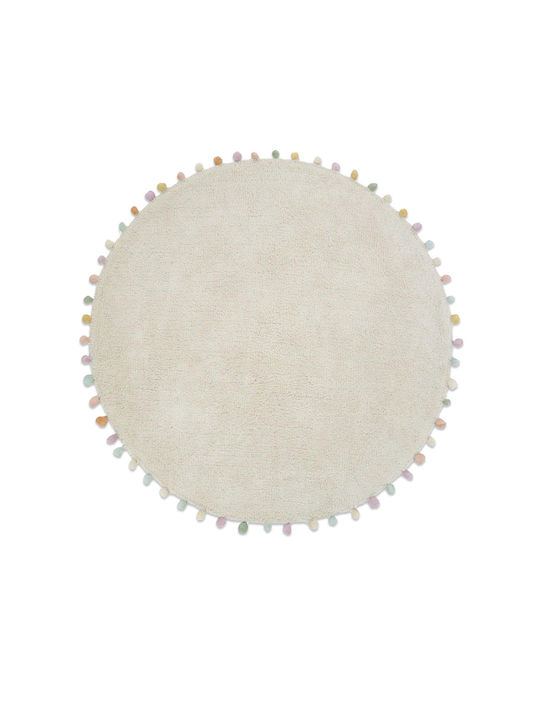 Bekas Carpets Joy Steps 1-iag-3534 Χαλί Στρογγυλό Βαμβακερό Εκρού Φ120cm