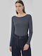 Summer Women's Blouse Long Sleeve Dark Gray
