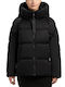 Women's Puffer Jacket for Winter with Hood Black