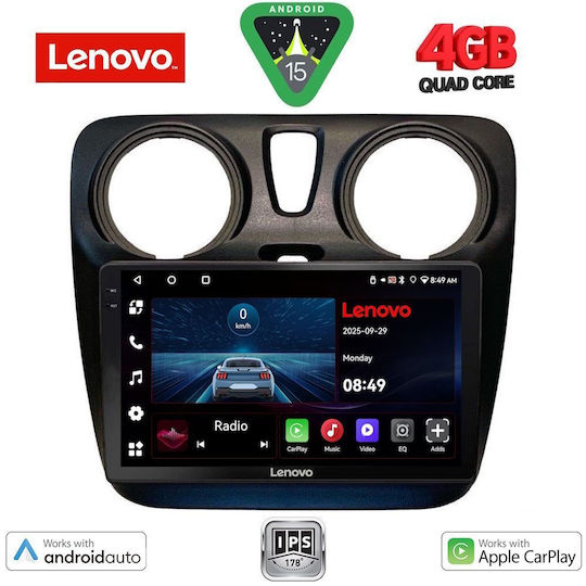 Lenovo Auto-Audiosystem für Dacia Dokker 2012 (Bluetooth/USB/AUX/WiFi/GPS/Apple-Carplay/Android-Auto) mit Touchscreen 9"