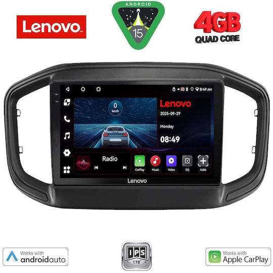 Lenovo Car Audio System for Fiat Strada 2020 (Bluetooth/USB/AUX/WiFi/GPS/Apple-Carplay/Android-Auto) with Touch Screen 9"
