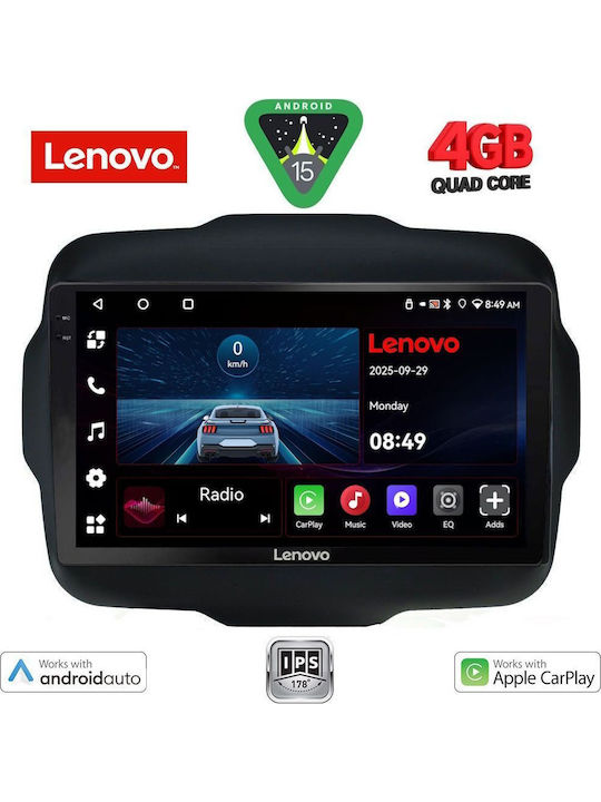 Lenovo Car Audio System for Jeep Renegade 2014 (Bluetooth/USB/AUX/WiFi/GPS/Apple-Carplay/Android-Auto) with Touch Screen 9"