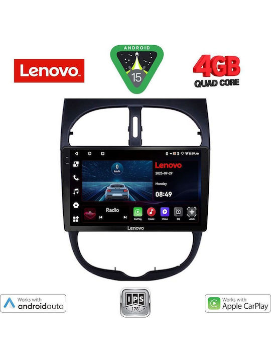 Lenovo Car Audio System for Peugeot 206 1998-2006 (Bluetooth/USB/AUX/WiFi/GPS/Apple-Carplay/Android-Auto) with Touch Screen 9"