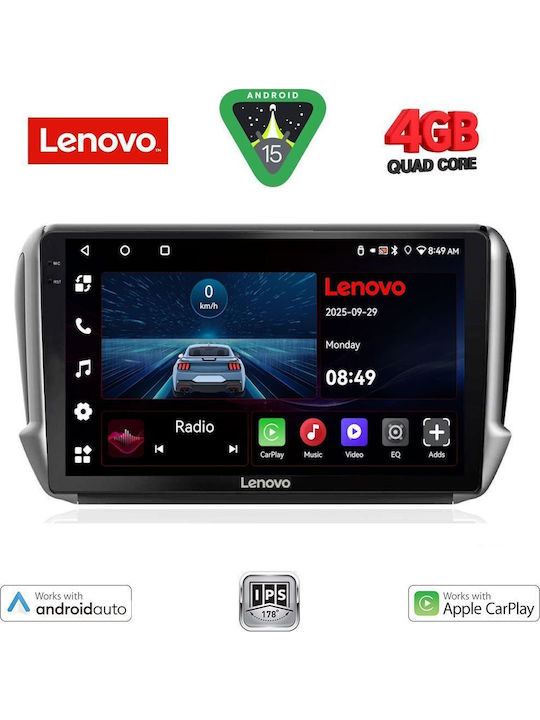 Lenovo Car Audio System for Peugeot 2008 2012-2021 (Bluetooth/USB/AUX/WiFi/GPS/Apple-Carplay/Android-Auto) with Touch Screen 10"