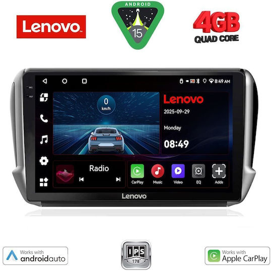 Lenovo Ηχοσύστημα Αυτοκινήτου για Peugeot 2008 2012-2021 (Bluetooth/USB/AUX/WiFi/GPS/Apple-Carplay/Android-Auto) με Οθόνη Αφής 10"