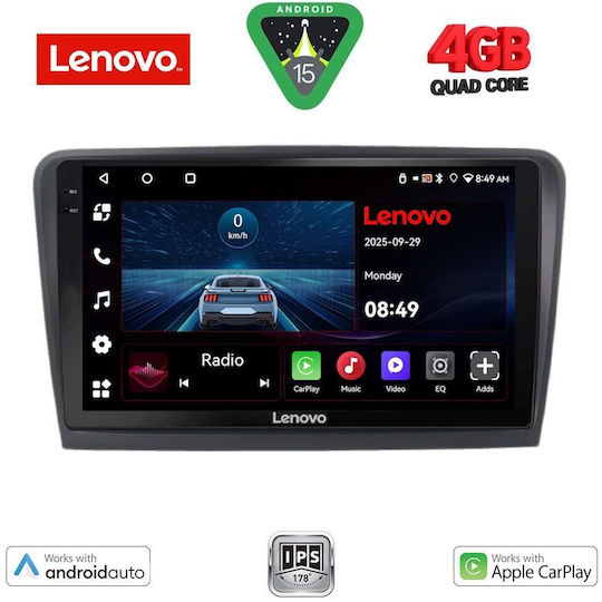 Lenovo Auto-Audiosystem für Skoda Schnell 2012 (Bluetooth/USB/AUX/WiFi/GPS/Apple-Carplay/Android-Auto) mit Touchscreen 9"