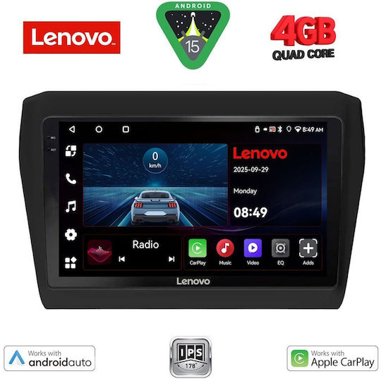 Lenovo Ηχοσύστημα Αυτοκινήτου για Suzuki Swift 2017 (Bluetooth/USB/AUX/WiFi/GPS/Apple-Carplay/Android-Auto) με Οθόνη Αφής 9"