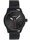 Oozoo Herrenuhr 40mm Batterie mit Edelstahlarmband Schwarz